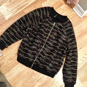 NWOT H&M black sparkly zip up bomber jacket